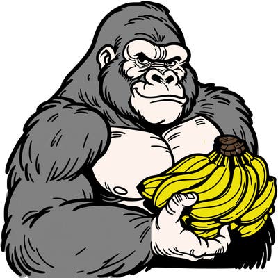 gorilla holding a bunch of bananas