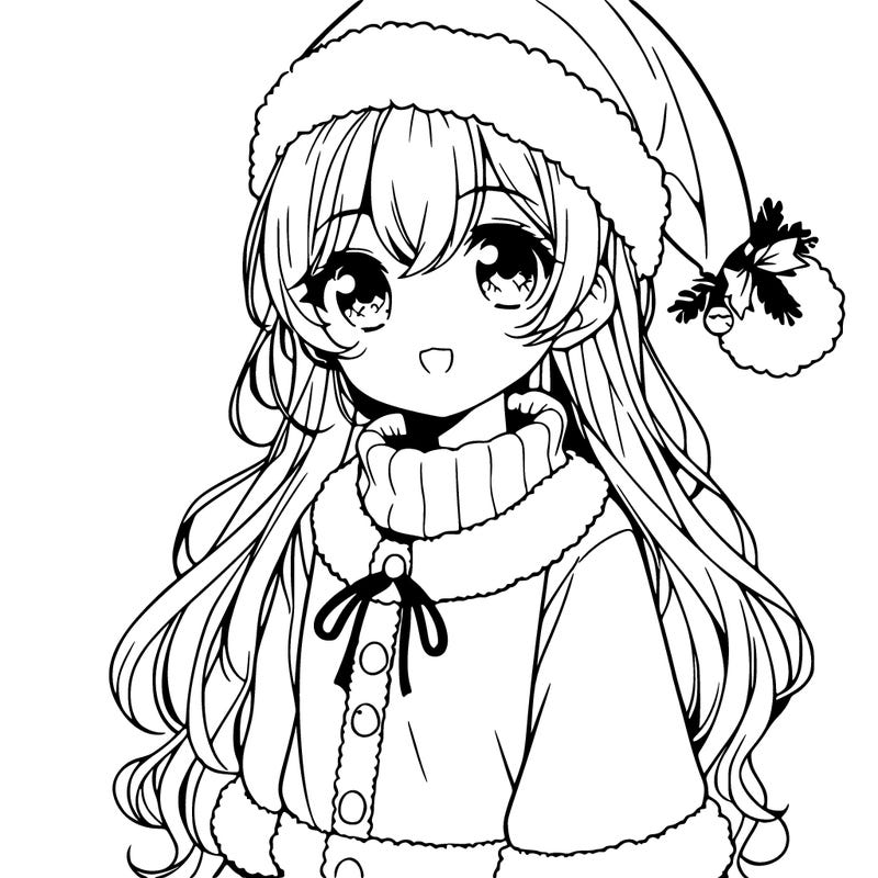 cute anime girl in santa outfit