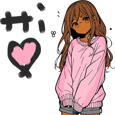 manga teen girl  in a sweater and baggy pants