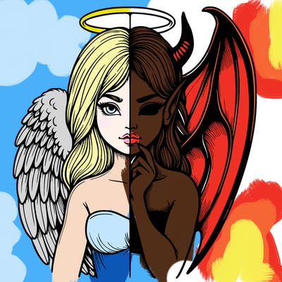 realistic angel half demon