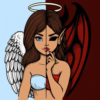 realistic angel half demon