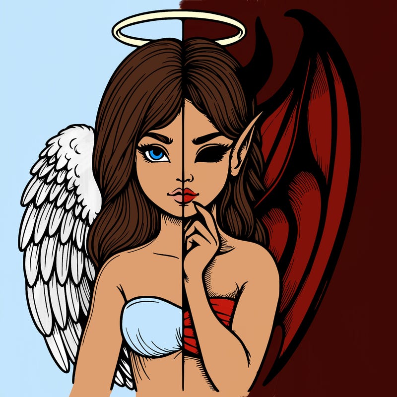 realistic angel half demon