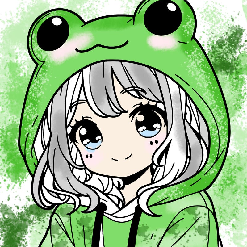 a girl with frog hoodie