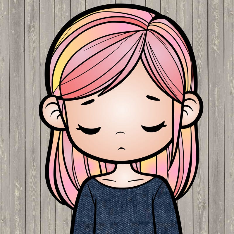 a girl in the middle of the frame only her head to her shoulders are seen looking down