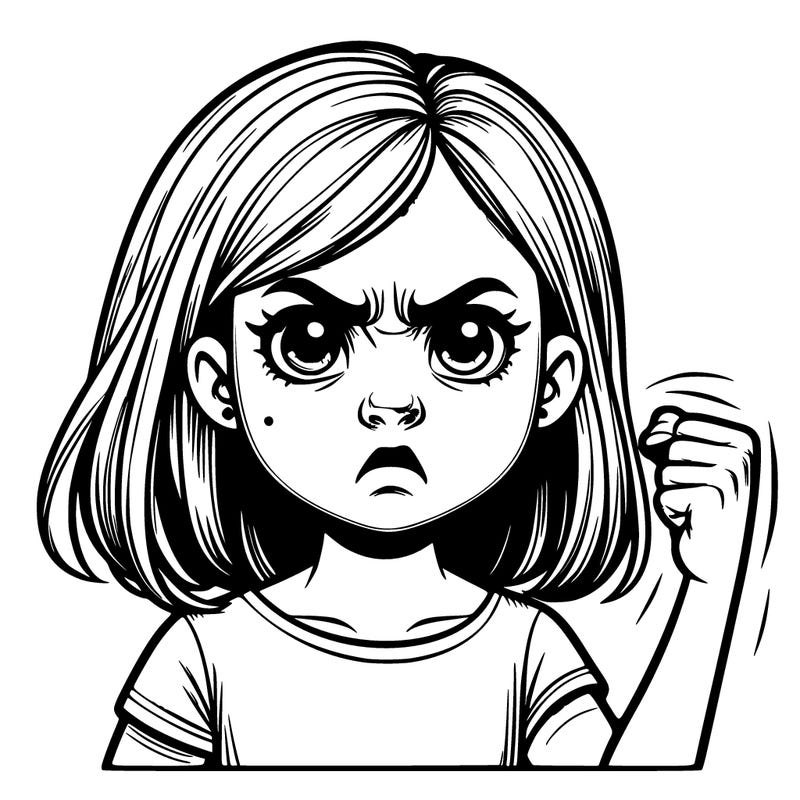 angry realistic girl