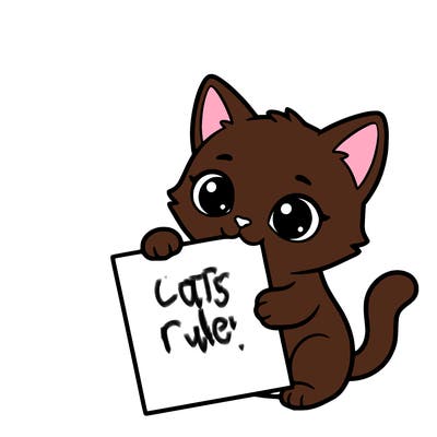 a small cat with a blank sheet of paper in its hand. the cat is sooooooo cute!