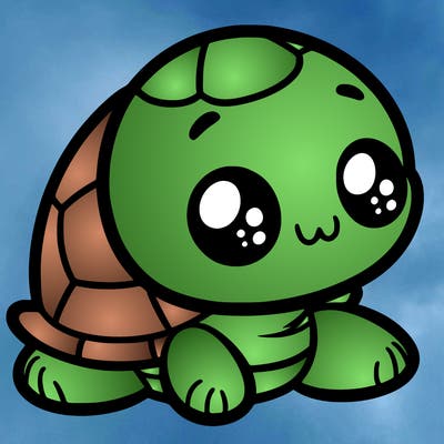 cute little animated turtle