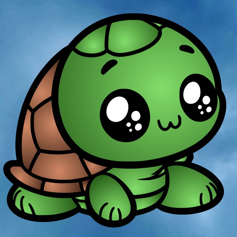 cute little animated turtle