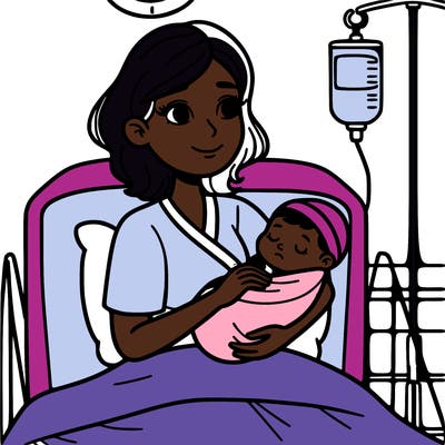 woman holding baby in hospital bed