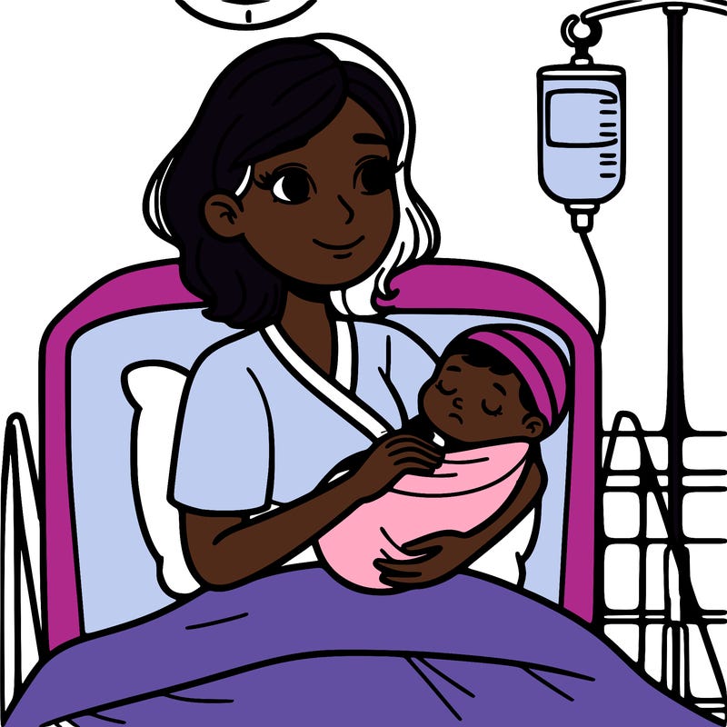 woman holding baby in hospital bed