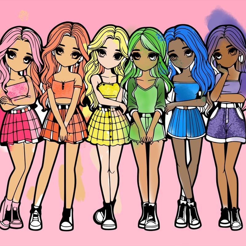 a group of girls realistic