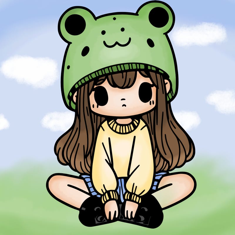 a girl wearing a frog hat and some frog socks