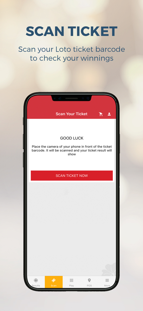 LLDJ: La Libanaise Des Jeux - Mobile phone screen showing the scan ticket feature of the LLDJ app to check lottery winnings