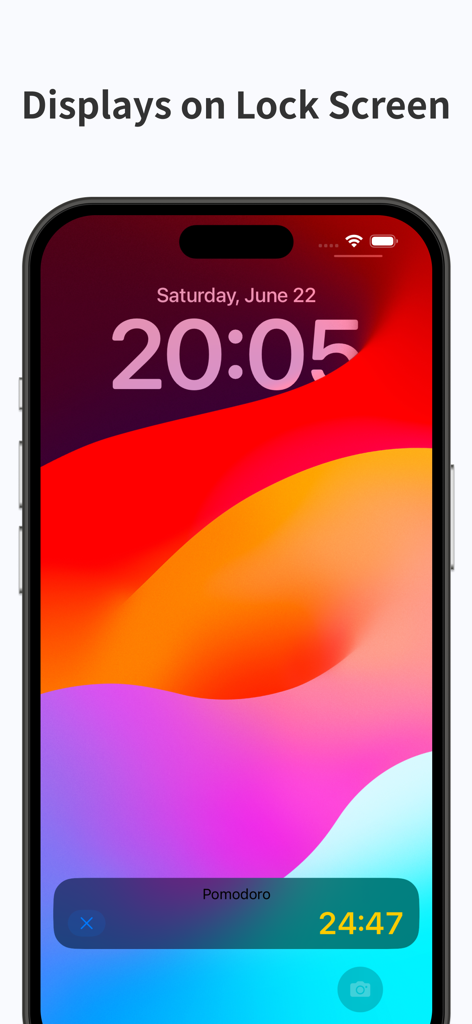 Pomodoro Timer - Focus Keeper - iPhoneのロック画面で実行中のFocus Keeperポモドーロタイマー