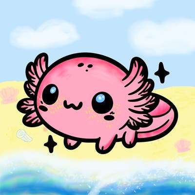 cute easy baby axolotl