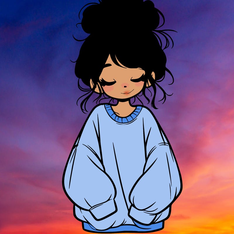 girl with baggy sweatshirt and messy bun