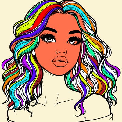 realistic girl with wavy hair and lips