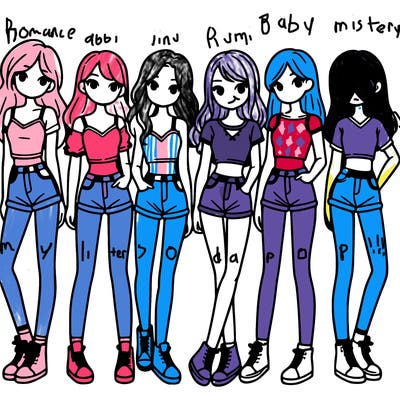 a group of girls wearing crop tops and shorts