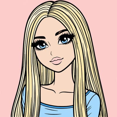 realistic girl with straight and long hair
