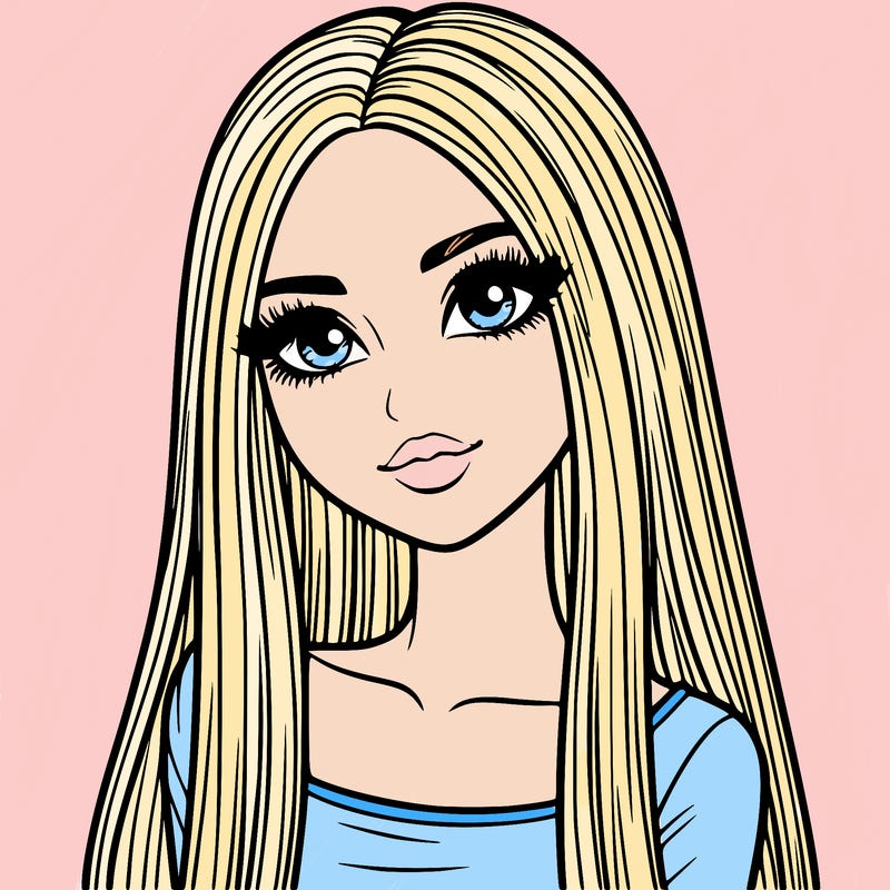 realistic girl with straight and long hair