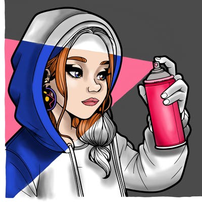 a realistic girl, spray painting