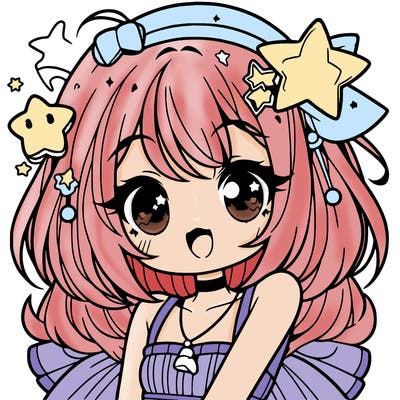 cute anime girl with star accessories