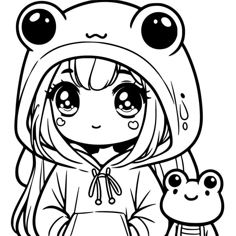 girl in in frog hoodie