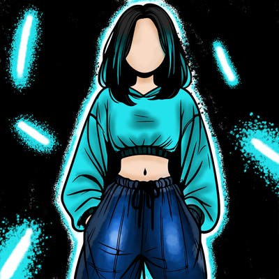 realistic girl faceless with baggy pants and a crop top