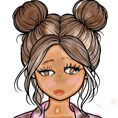 realistic girl with buns on the top of her hair