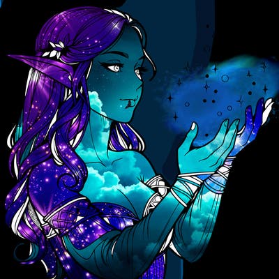 realistic elf girl doing magic