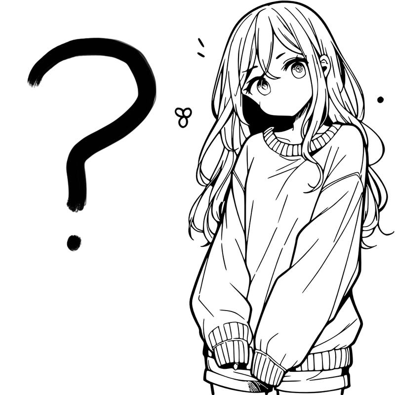 manga teen girl  in a sweater and baggy pants