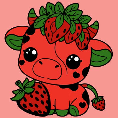 cute strawberry cow