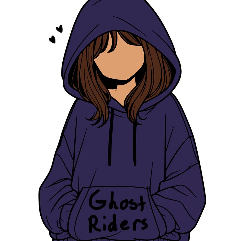 a girl in a over sized huddy