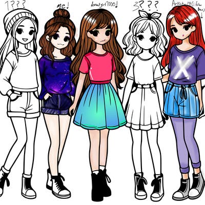 a group of five girls