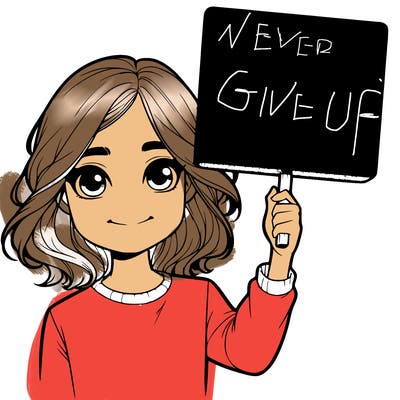 realistic girl holding up a sign