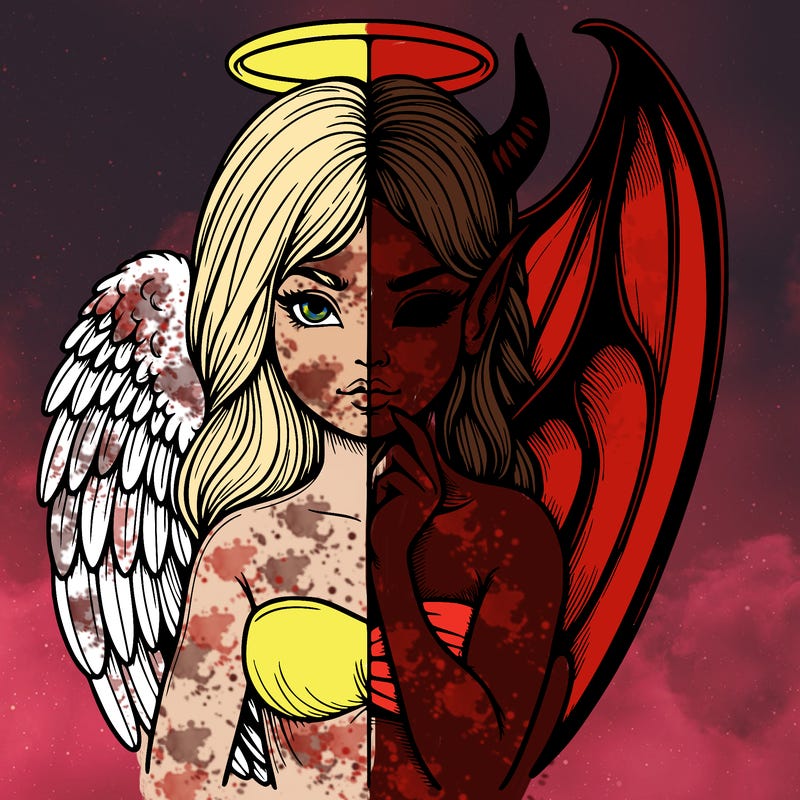 realistic angel half demon