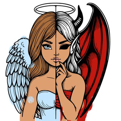 realistic angel half demon