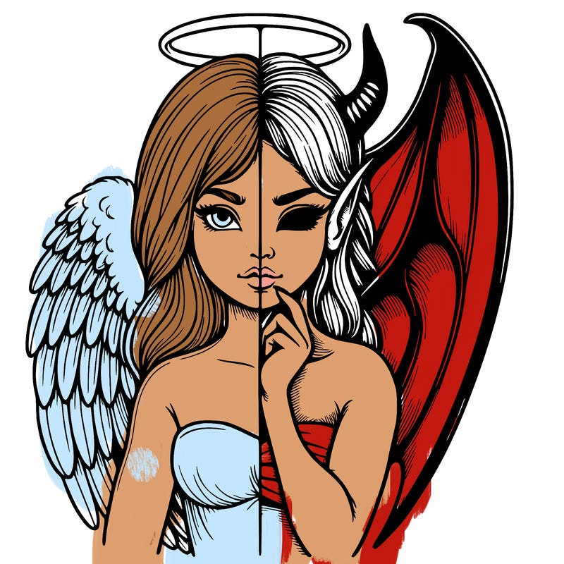 realistic angel half demon