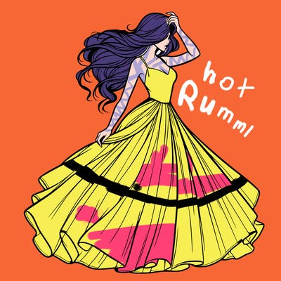 realistic woman with dress flowing in the wind