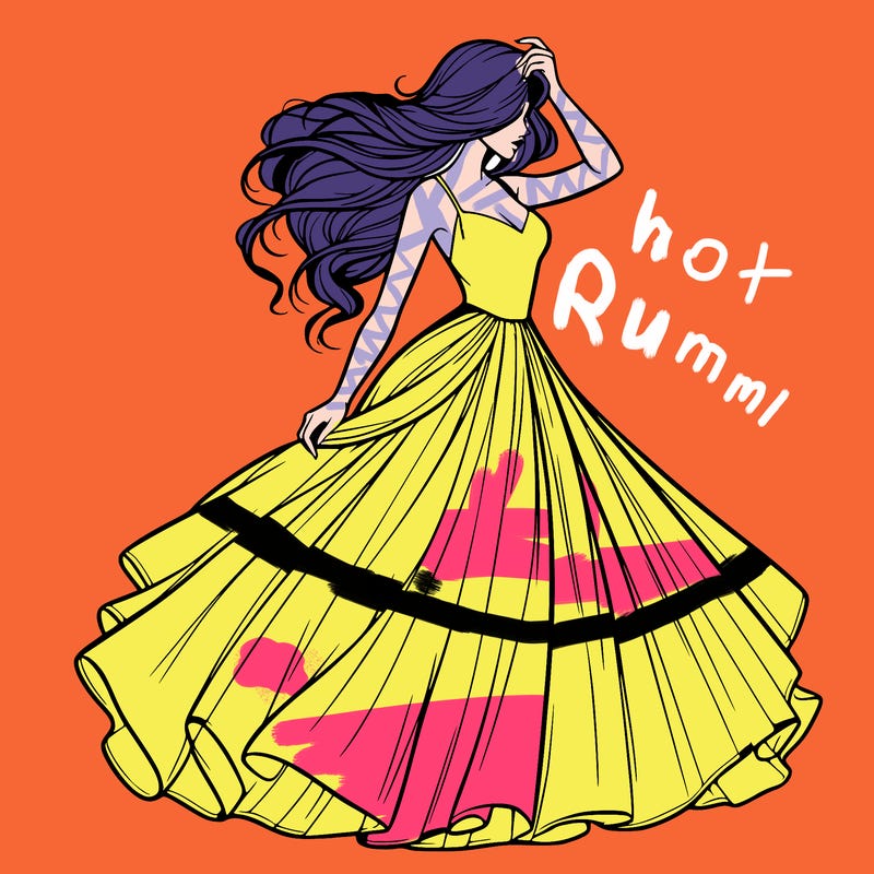 realistic woman with dress flowing in the wind