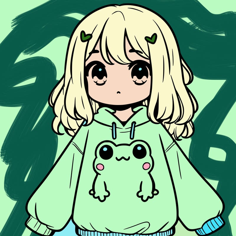 girl wearing frogging sweatshirt