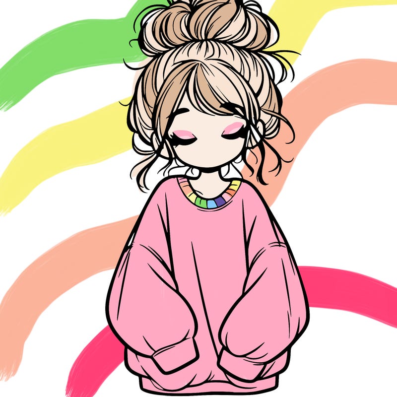 girl with baggy sweatshirt and messy bun