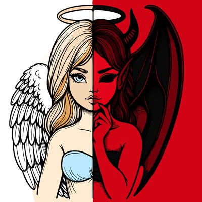 realistic angel half demon