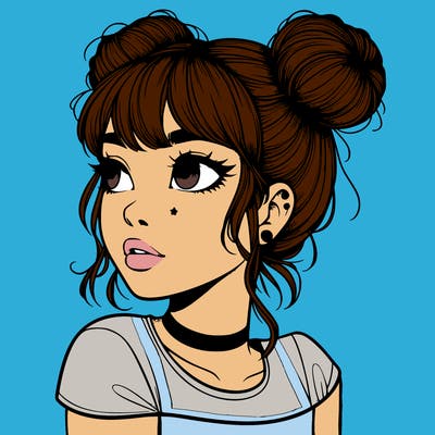 realistic girl with spacebuns