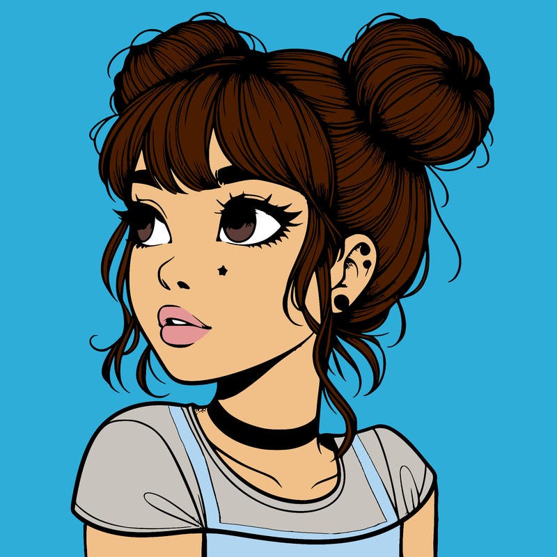 realistic girl with spacebuns