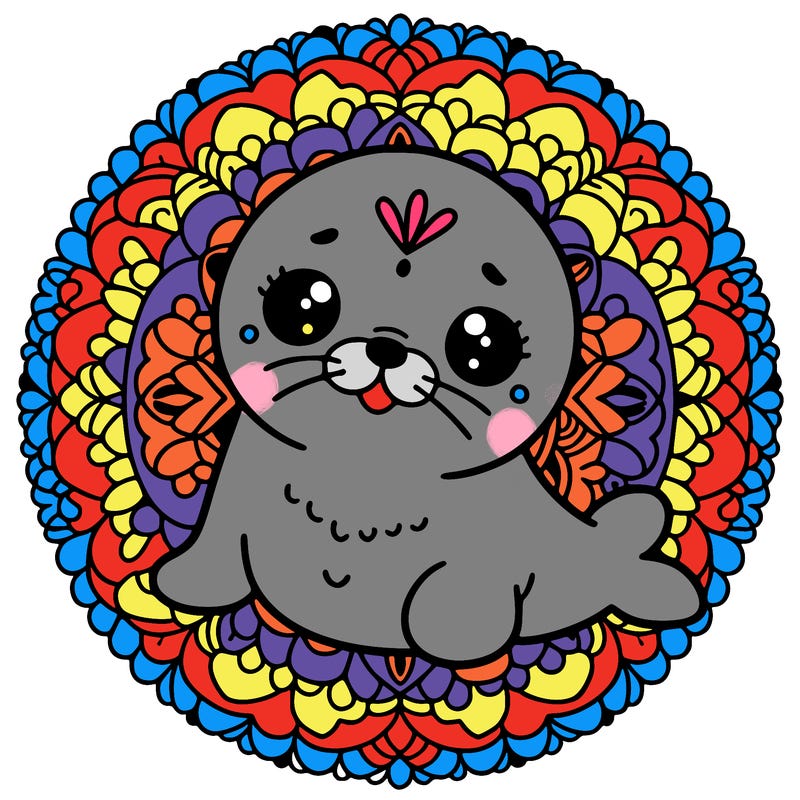 a cute baby seal mandala