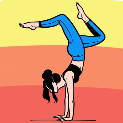 a woman doing a handstand