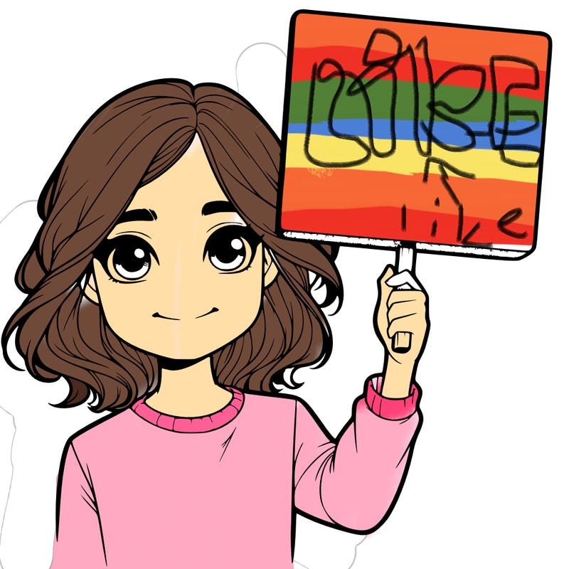 realistic girl holding up a sign