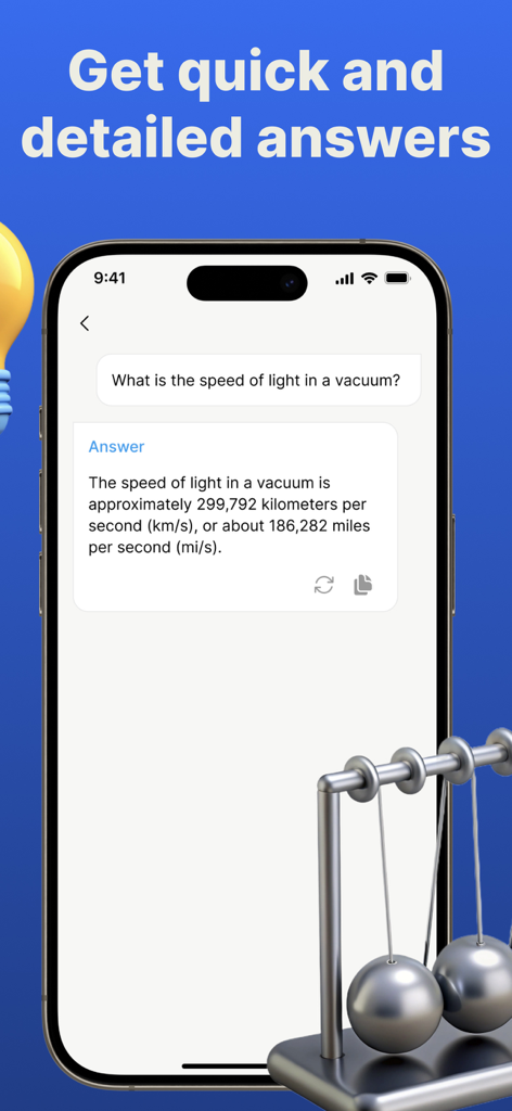 ai physics solver - AI Physics Solver app interface showing a question and detailed answer on an iPhone screen