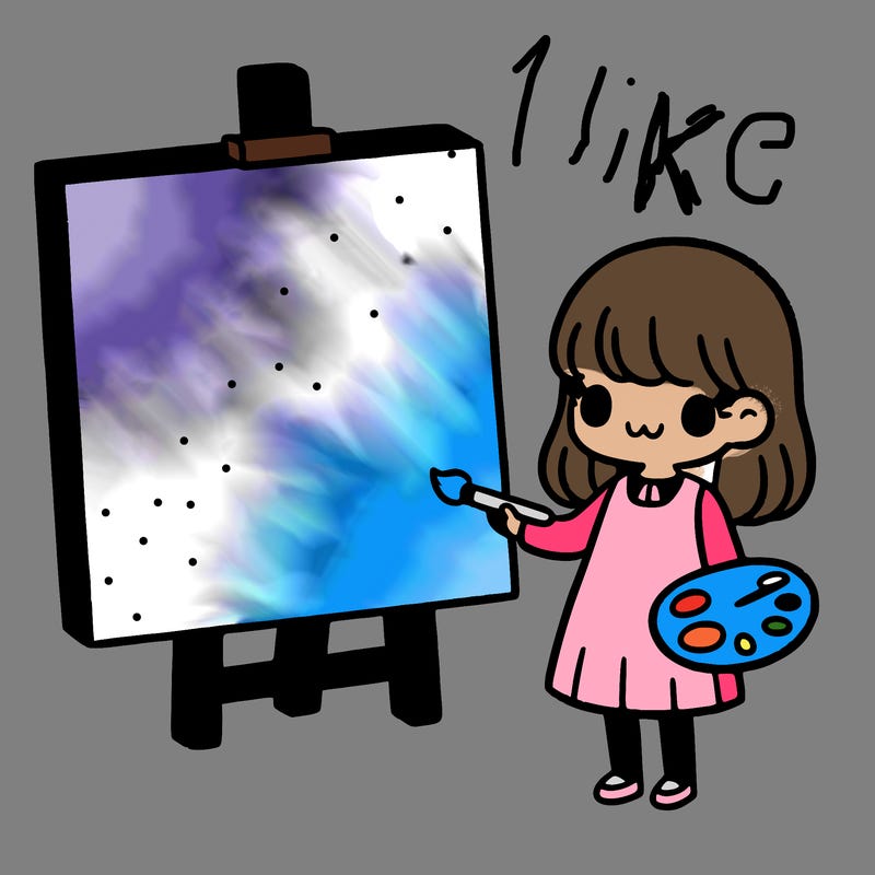 girl drawing with a big canvas